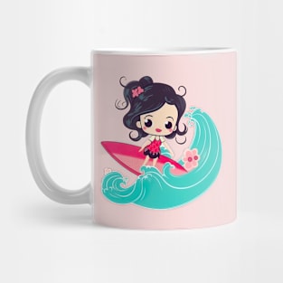 Surfing girl kawaii style Mug